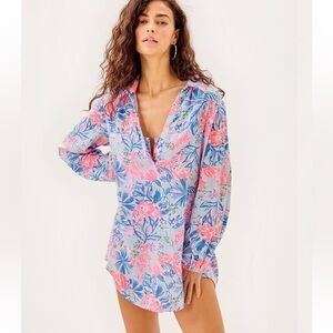 Kique Long Sleeve Cover-Up, Elephant Splash
